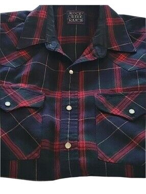 Vintage Rock Creek Ranch Pearl Snap Flannel Size Medium